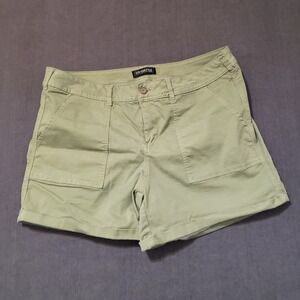 Sound Style Utility Shorts Womens 16 Olive Green Stretch Cotton Cuffed Casual